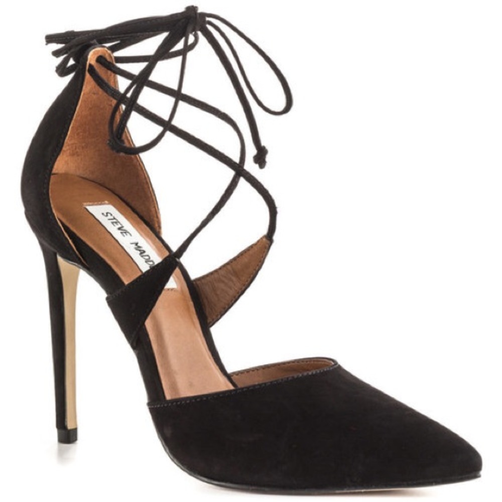 Steve Madden suede black lace up heels